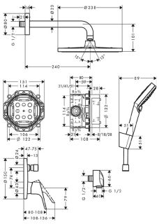 Душевой комплект Hansgrohe Crometta E 240 1jet с однорычажным смесителем 27958000